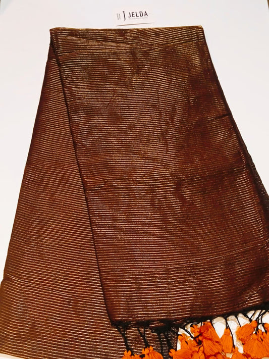 Handloom Tissue Mul Series: Metallic Stripes & Handcrafted Tassels