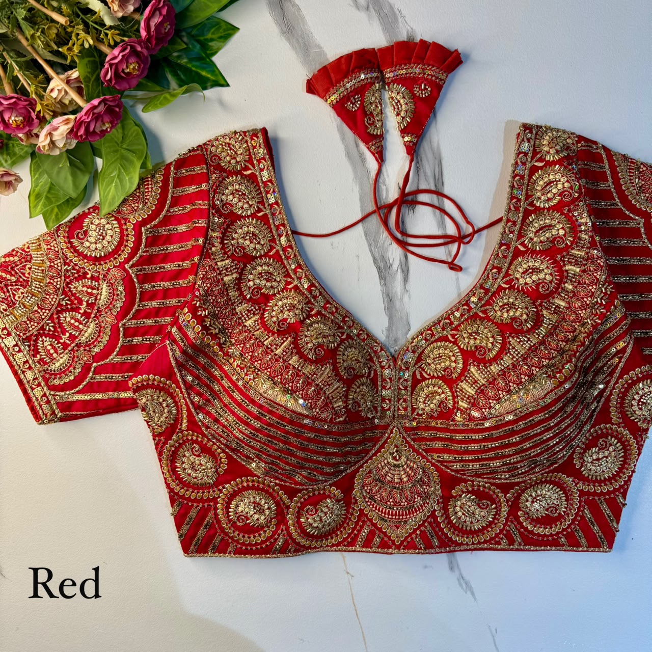Heavy Zari + Sequins & Beads Work ready made blouse