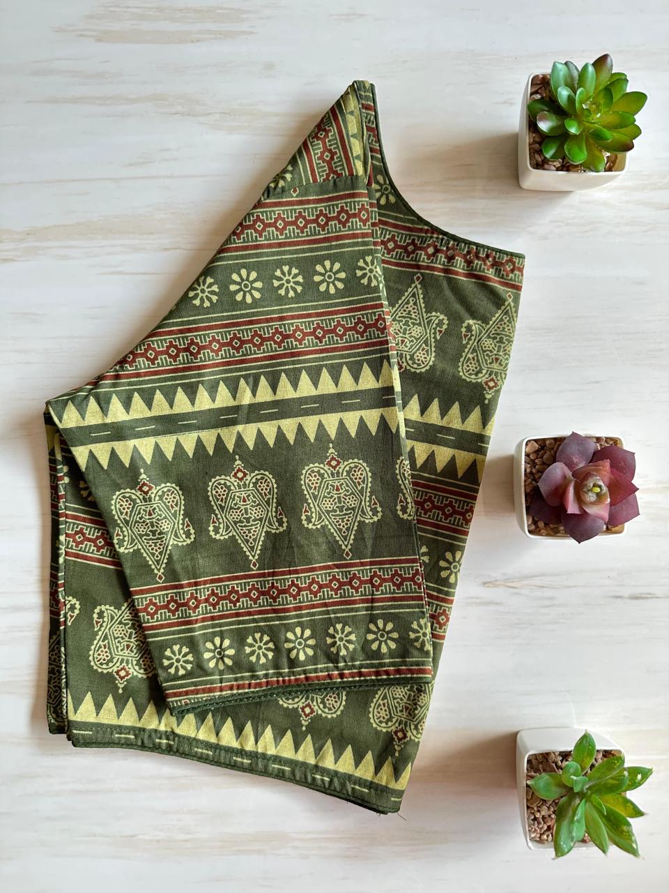 Pure Ajrakh Cotton ready made blouse