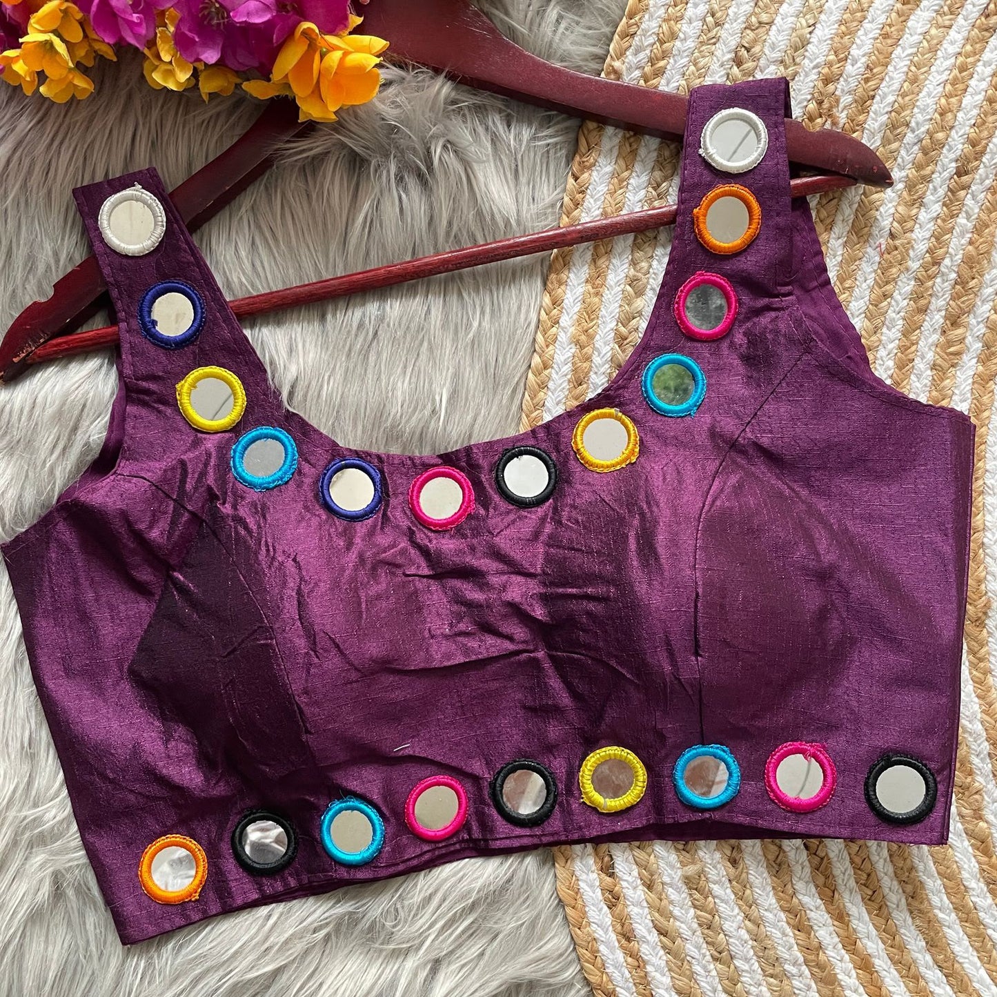 Heavy Real Mirror Work ready made blouse