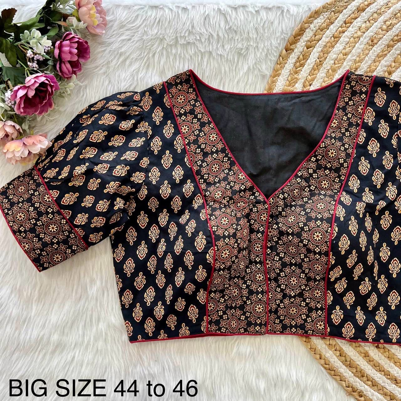 Original ajrakh print cotton ready made blouse