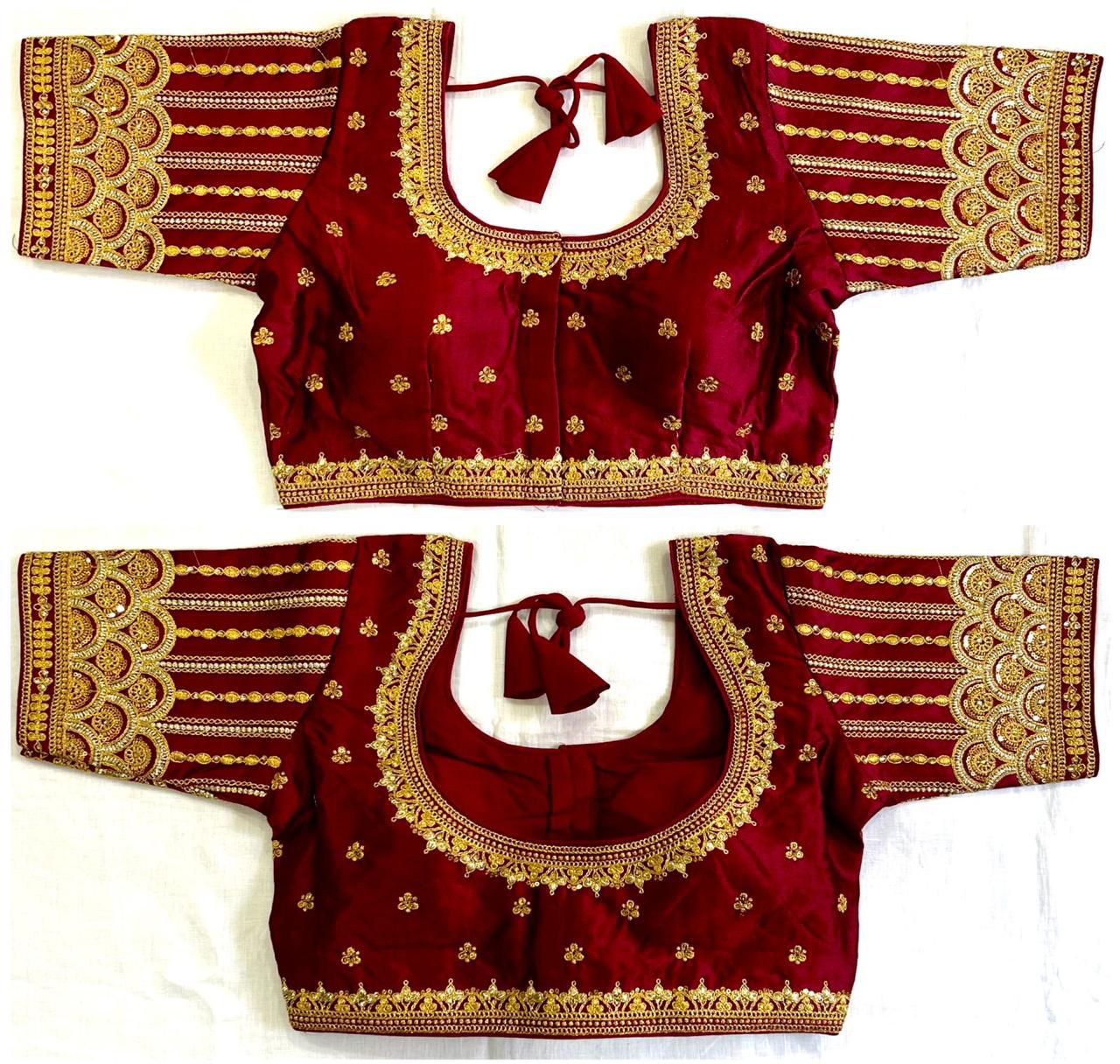 Heavy sequins + unique embroidery work ready made blouse