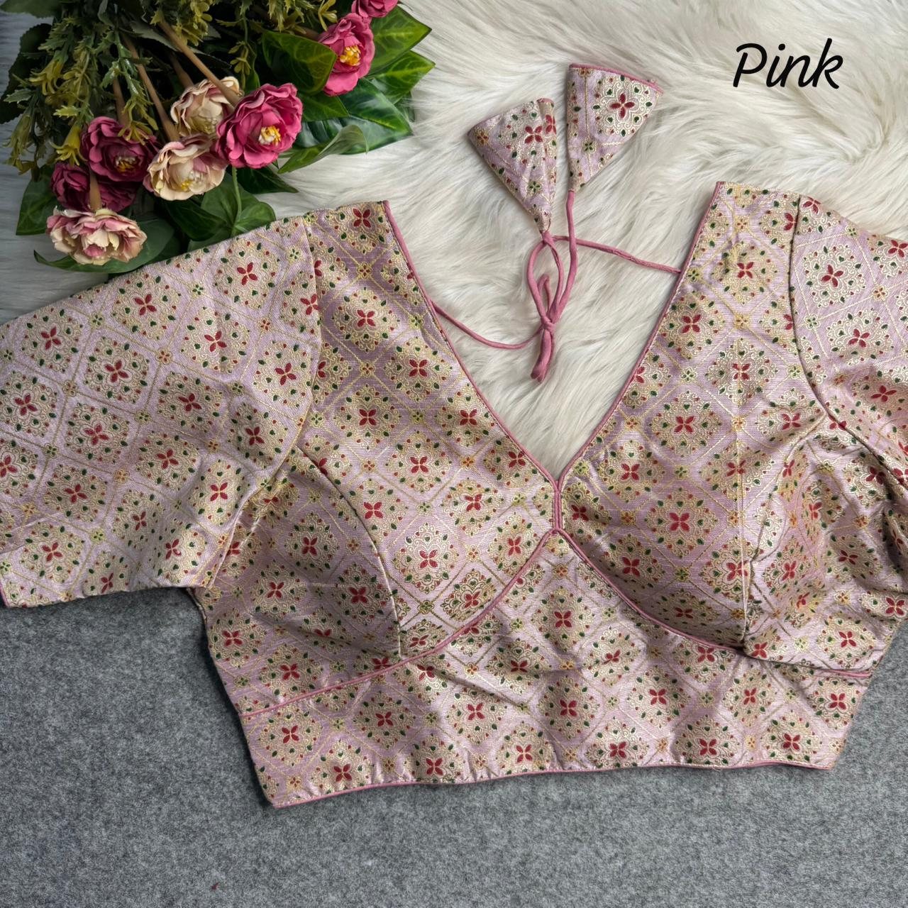 Patoda print v neck ready made blouse