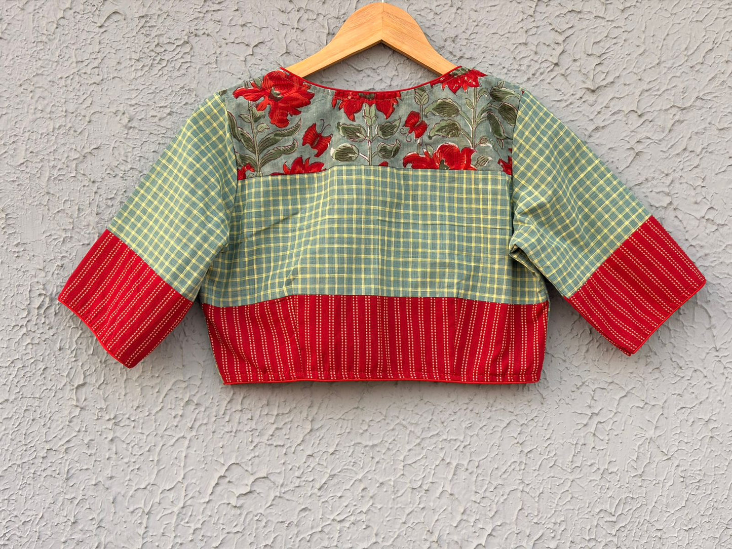 Cotton checked designer blouse