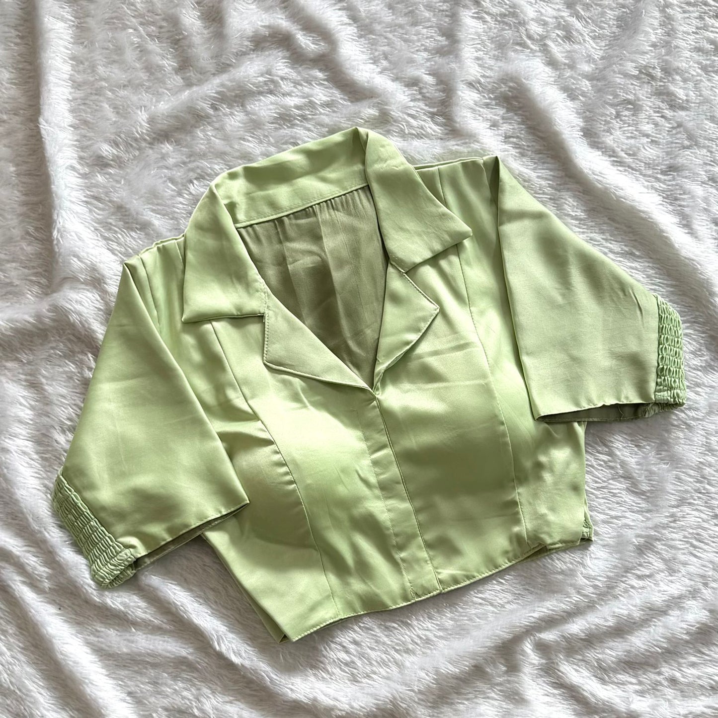 Soft silk fabric with elastic attach for better fitting ready made blouse