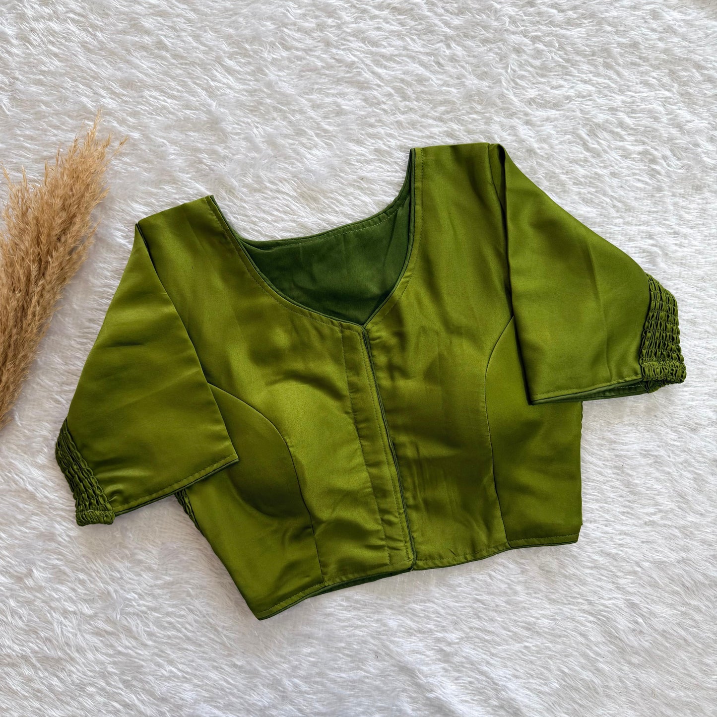 Soft silk fabric with elastic attach for better fitting ready made blouse