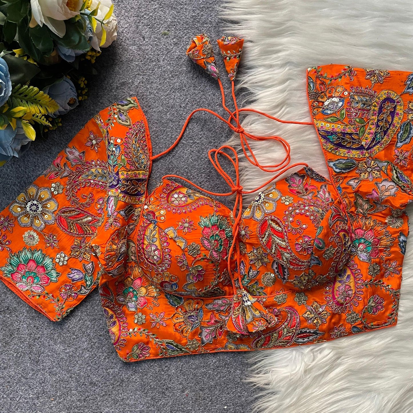 Heavy Pure Crepe ready made blouse