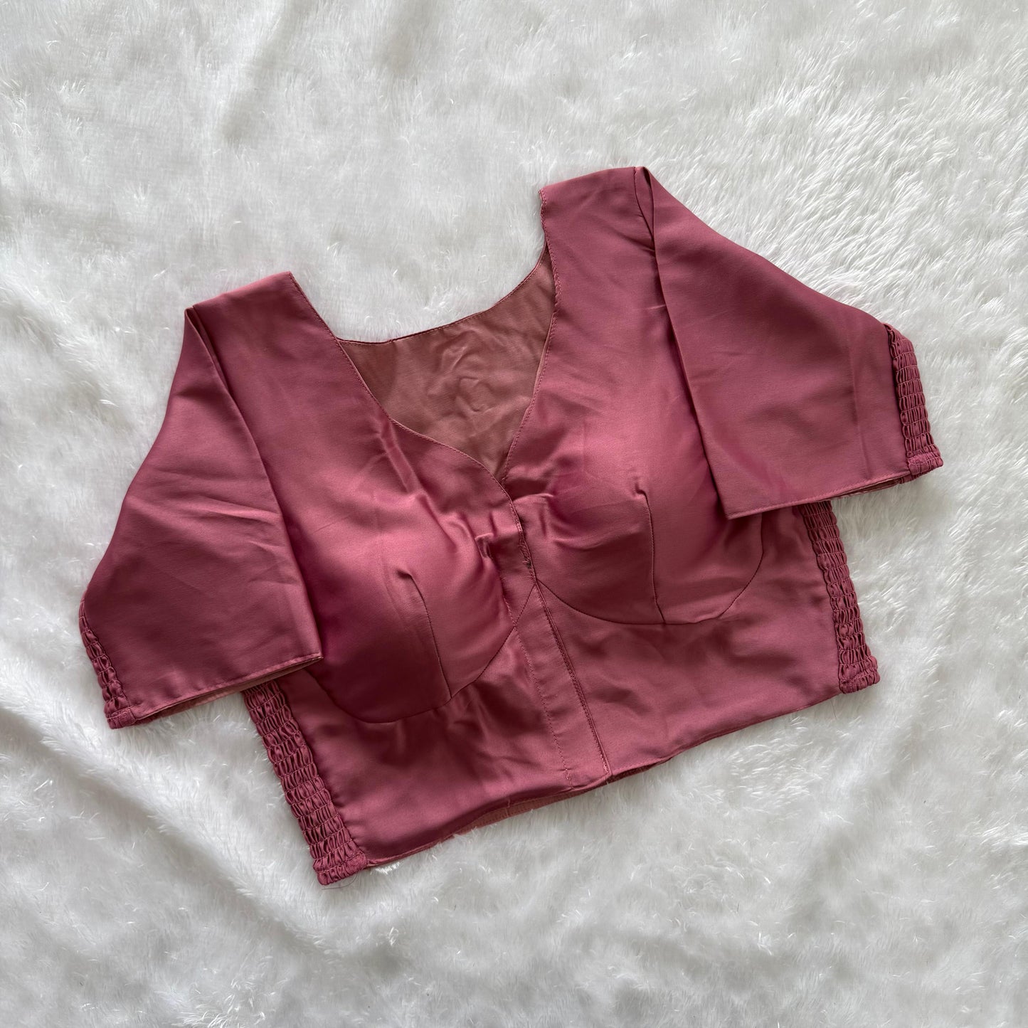 Soft silk fabric with elastic attach for better fitting  ready made blouse