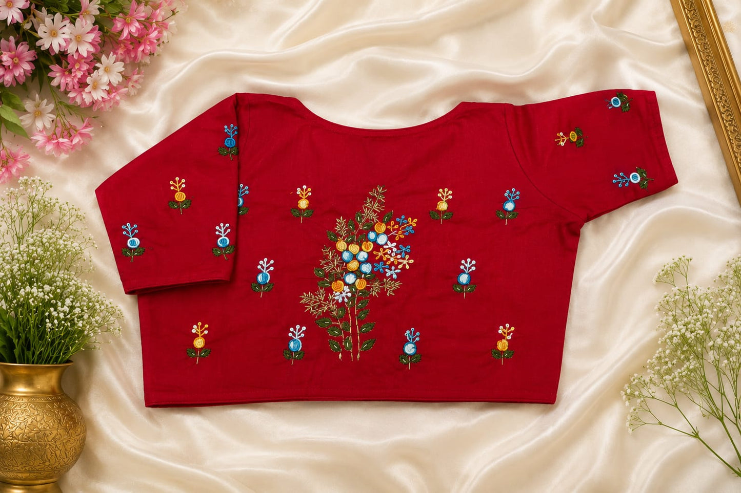 Cotton kundan ready made blouse