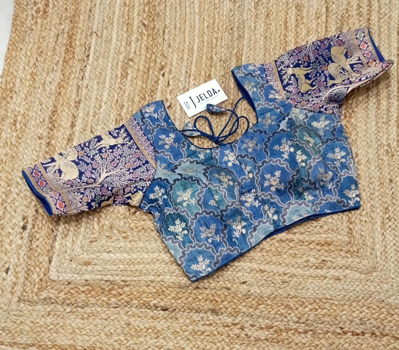 Printed zari work ready made blouse