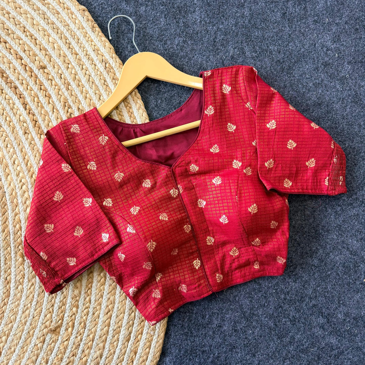 A beauty of weaving work all over ready made blouse
