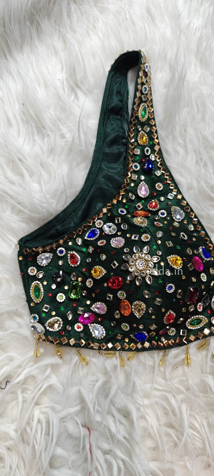 Exclusive jewellary stone work sleeveless custom made blouse