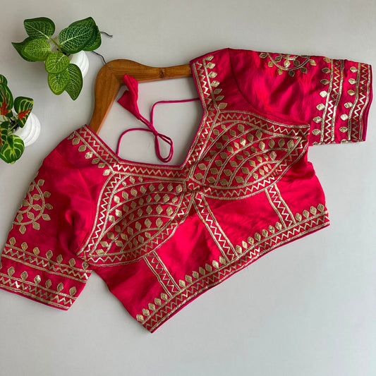 Original kachi Gota handwork ready made blouse