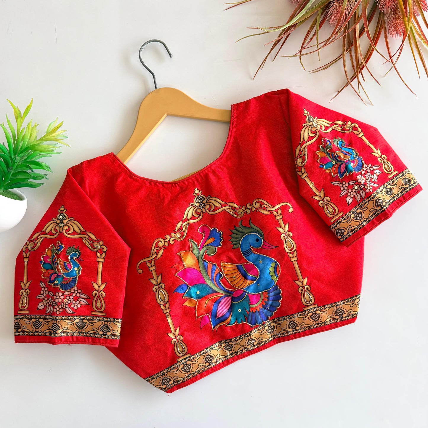 Pure silk fabric with Decent print ready made blouse