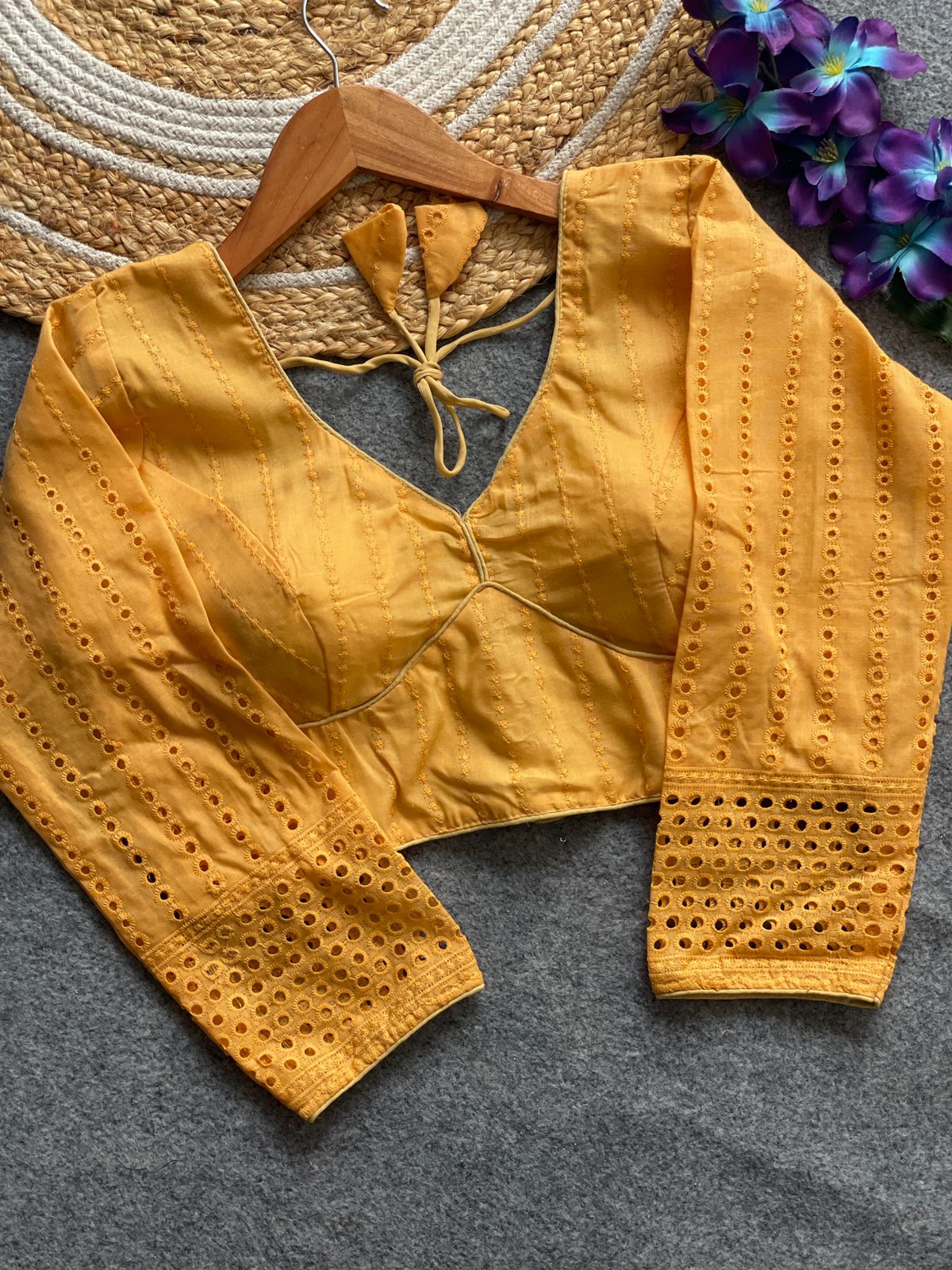 Pure  cotton hakoba full sleeve ready made blouse