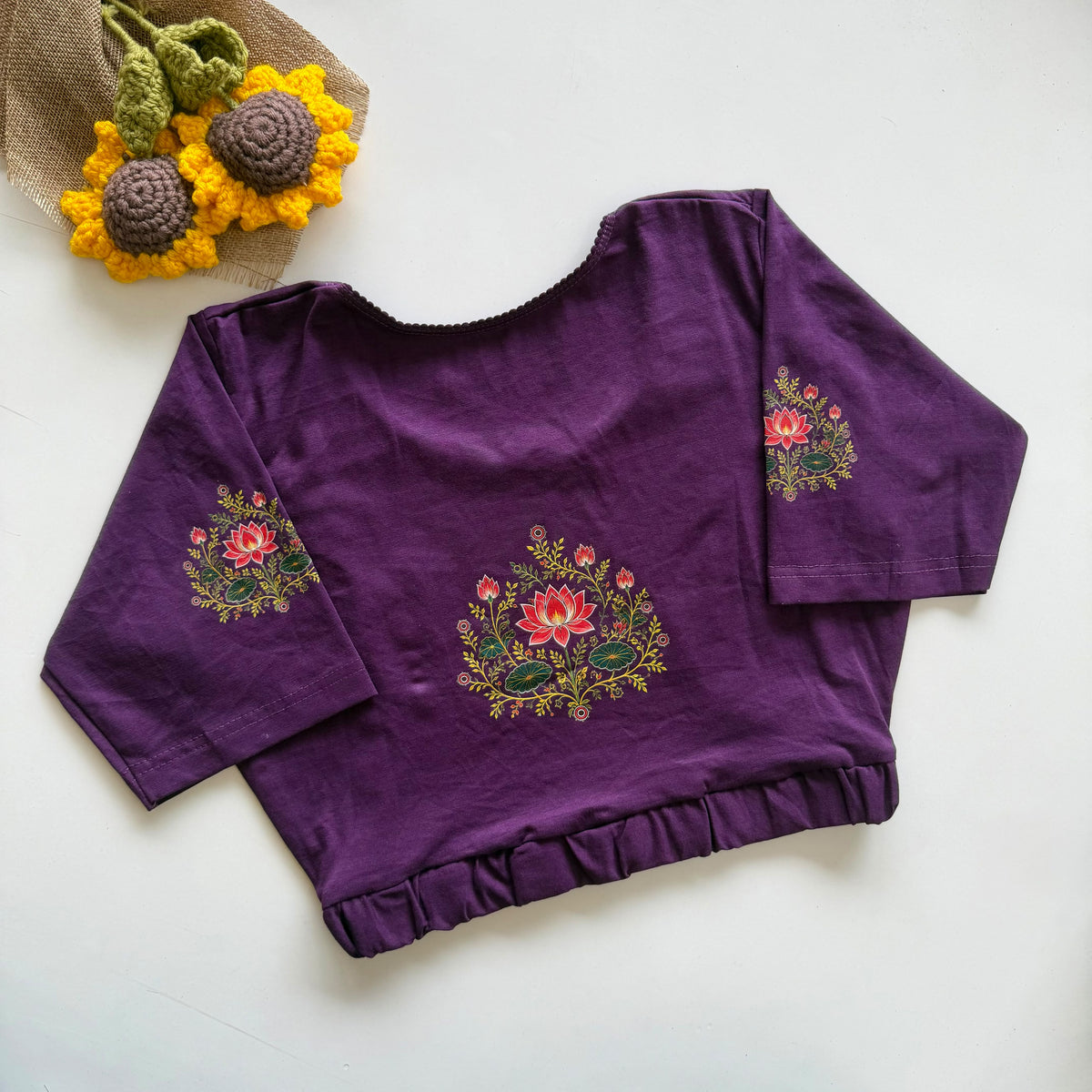 Beautiful block print with elastic ready made blouse