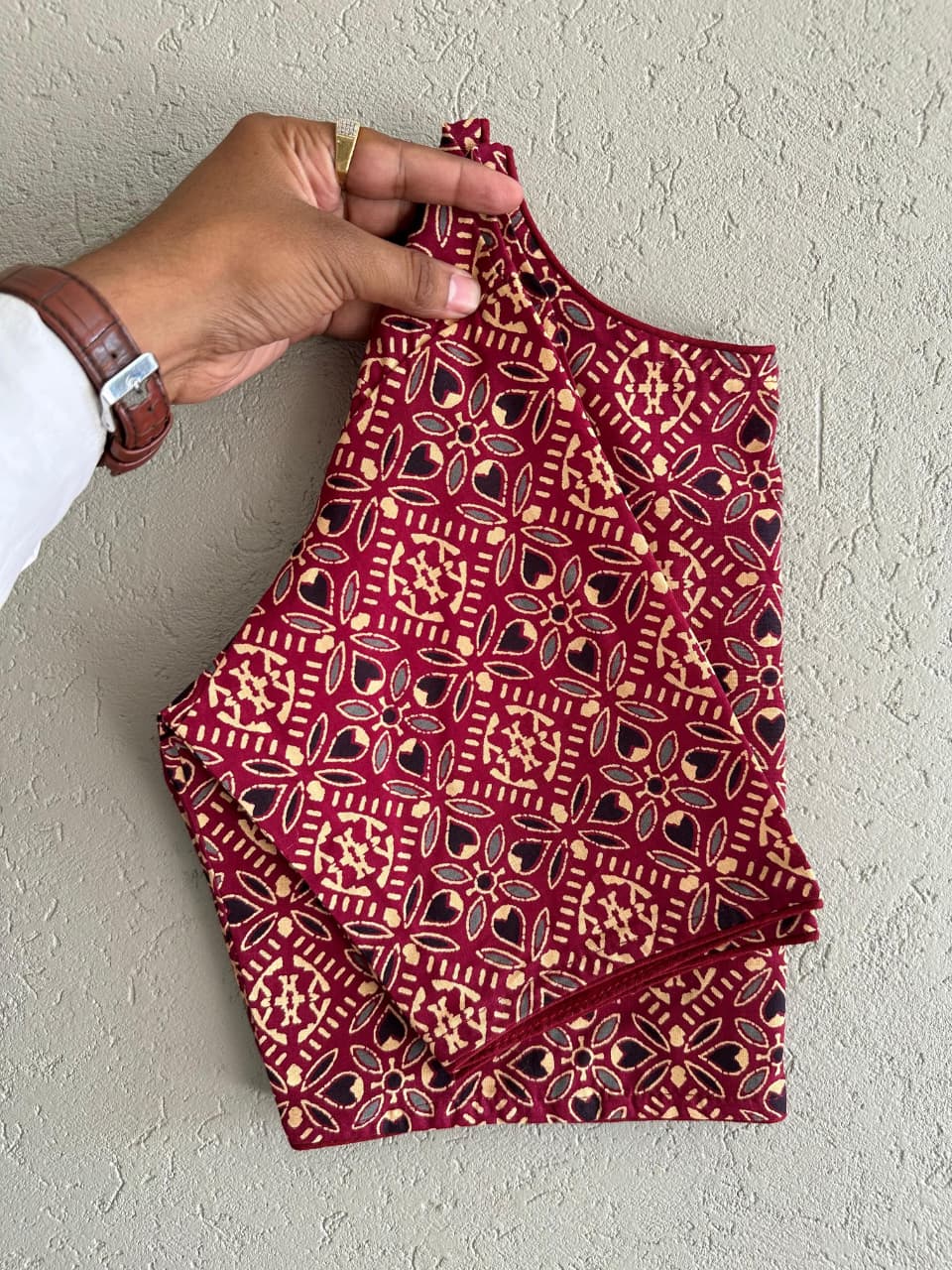 Pure Ajrakh Cotton ready made blouse