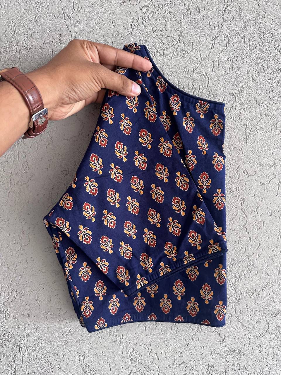 Pure Ajrakh Cotton ready made blouse