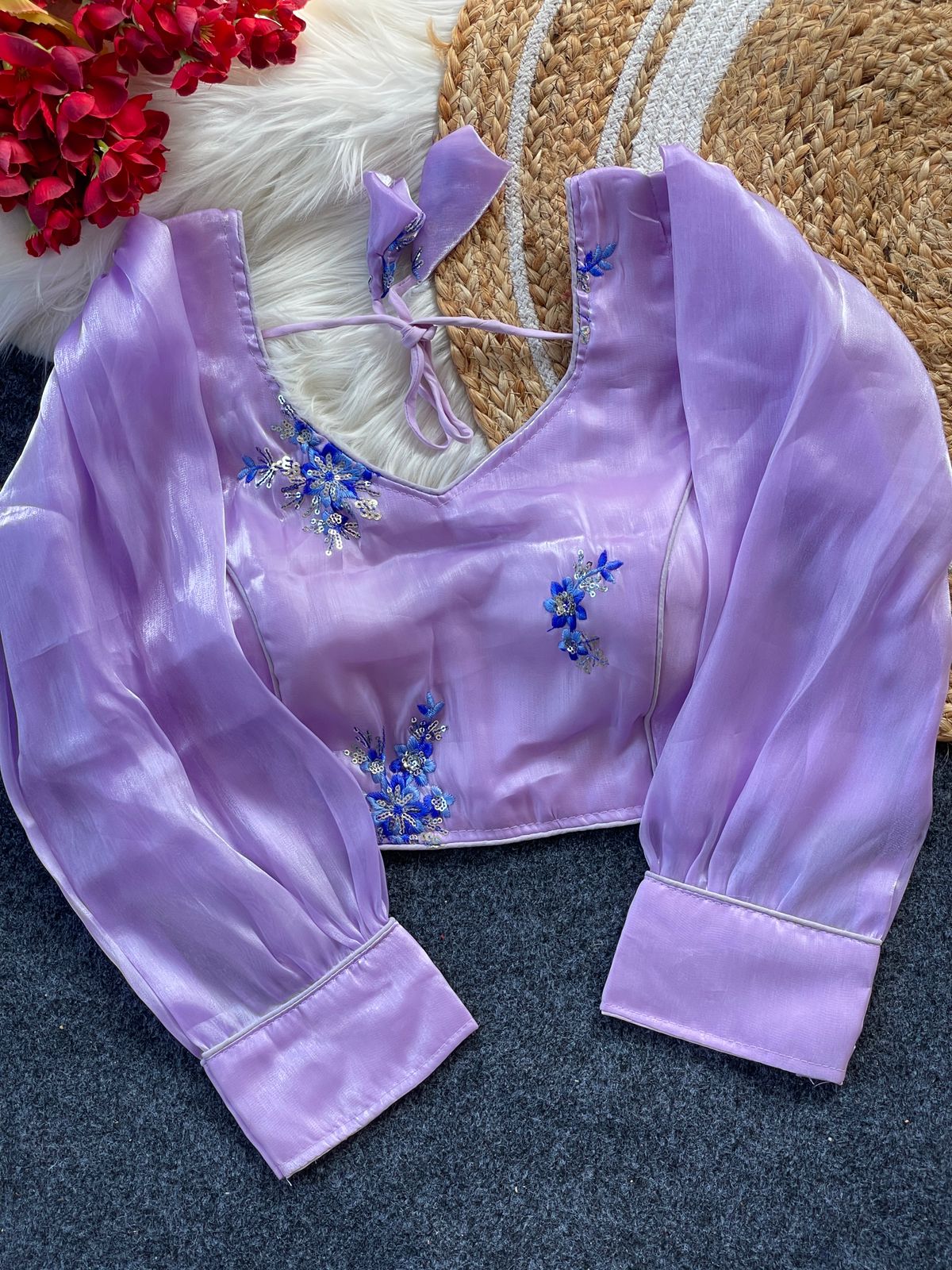 Zimi choo with heavy 9 niddle embroidery work ready made blouse