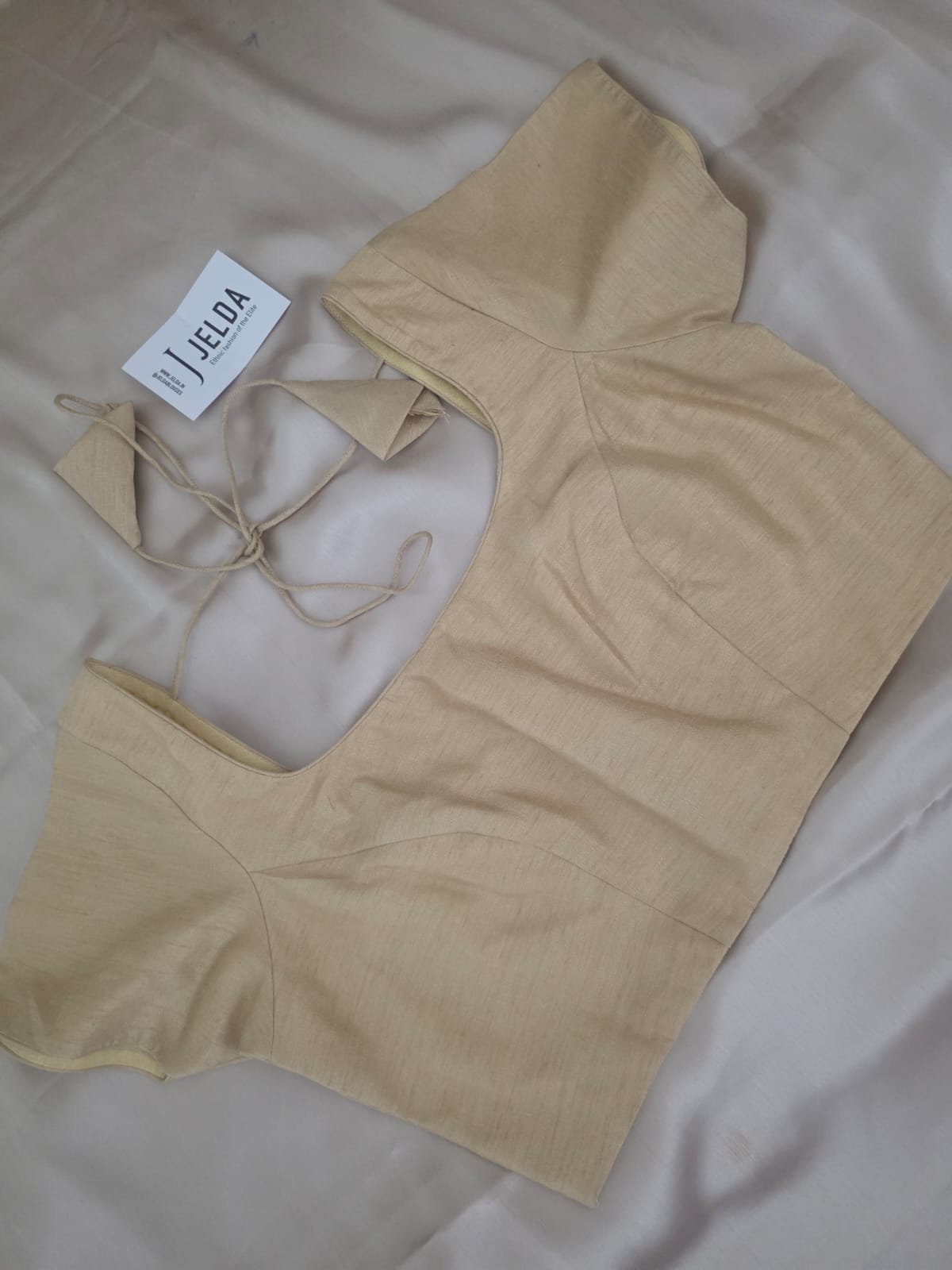 Pure dupion silk Cream half sleeve custommade blouse