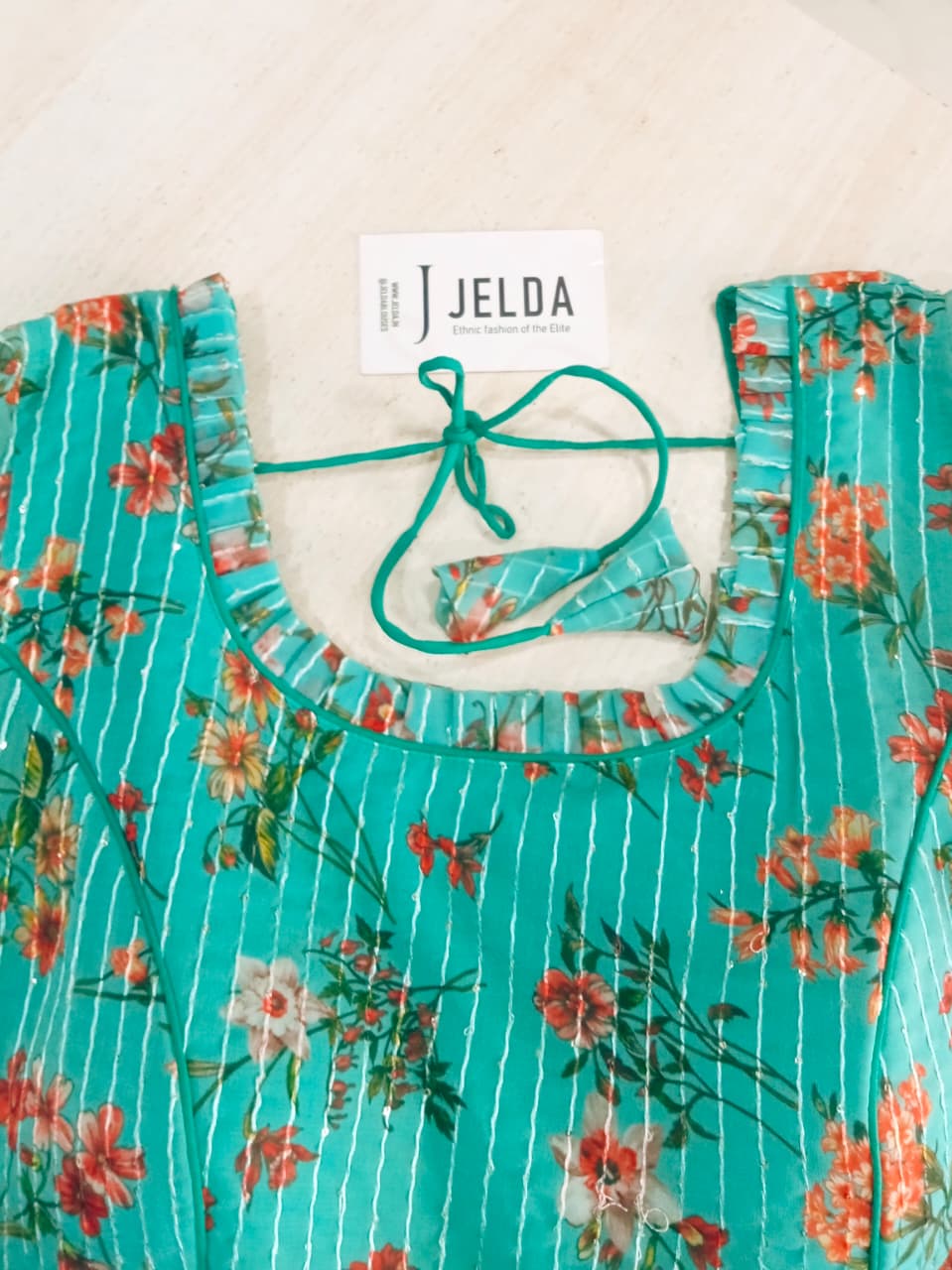 Printed work with frill sleeve ready made blouse