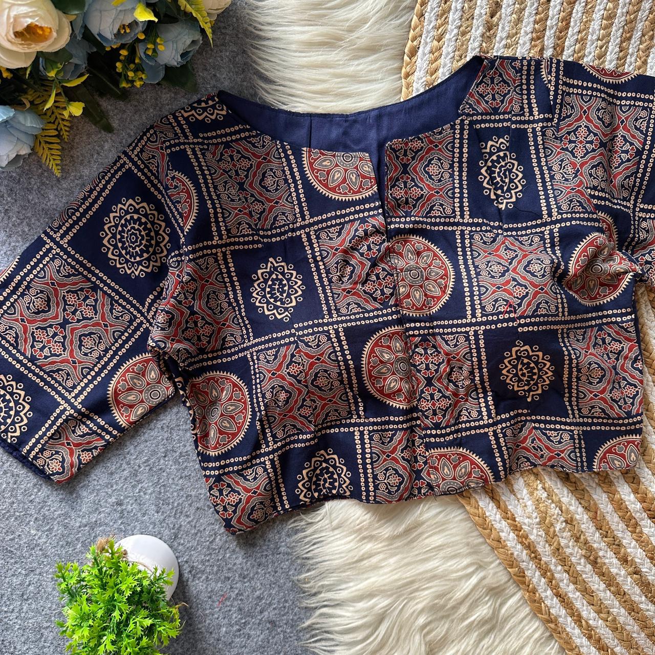 Ajrakh Cotton ready made blouse
