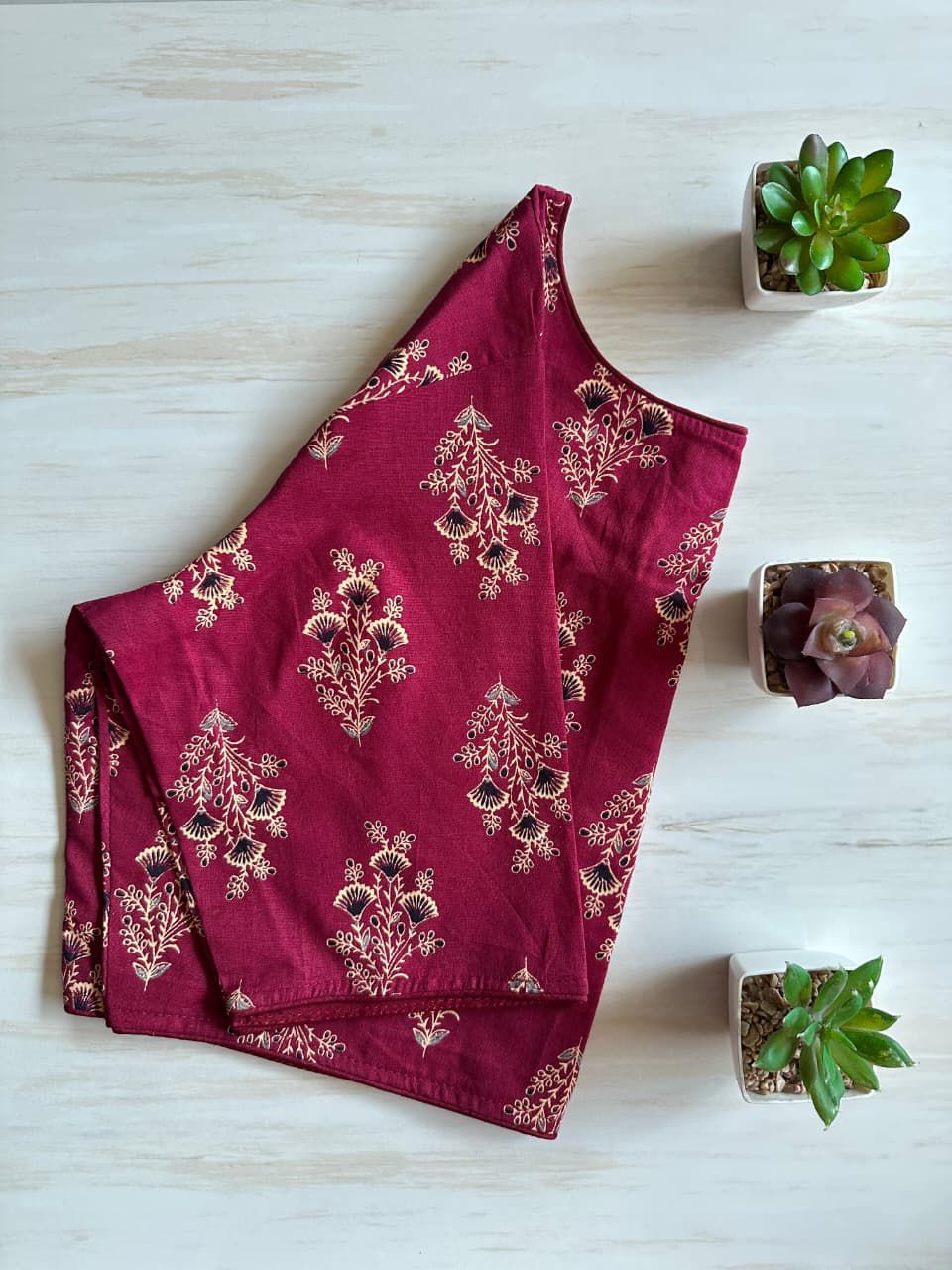 Pure ajrakh handblock cotton ready made blouse