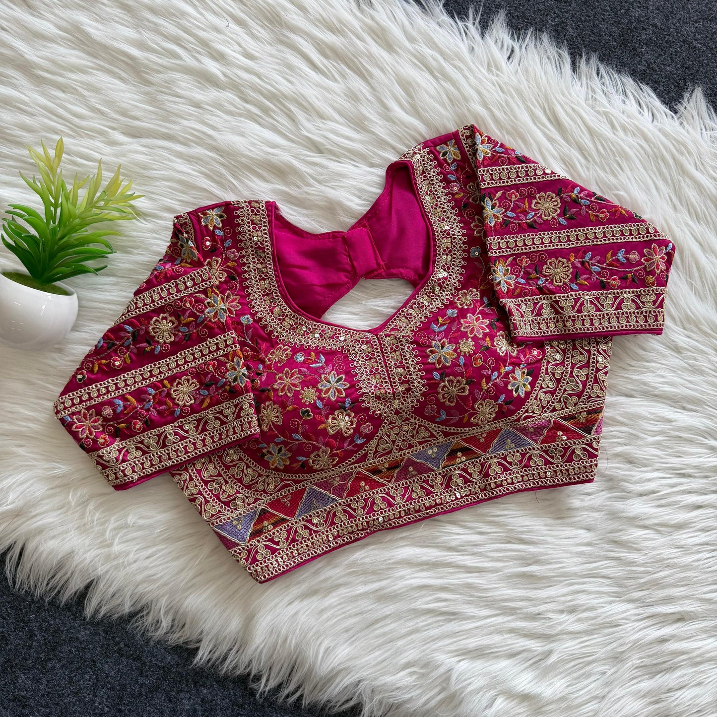 A beautiful work with sequins all over ready made blouse