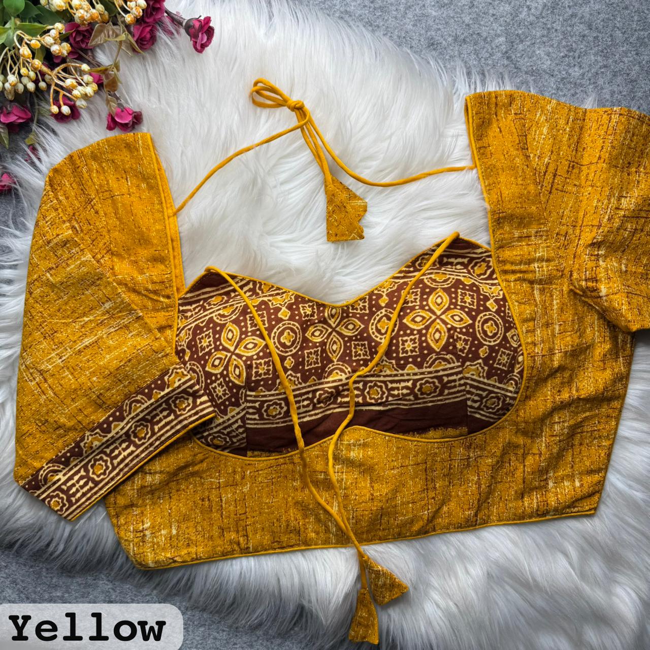 Pure Ajrakh Cotton Masaba Neck ready made blouse