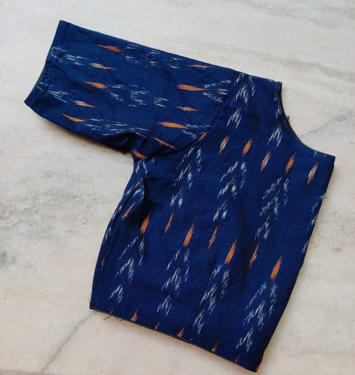 Ikkat boatneck ready made blouse