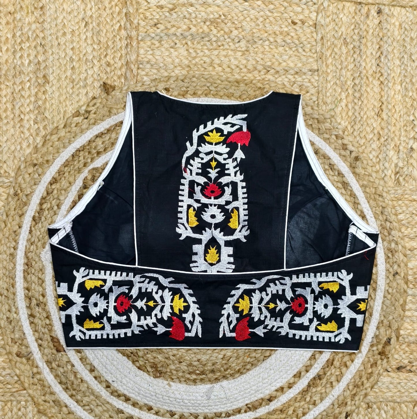 New cotton halter thread embroidery ready made blouse