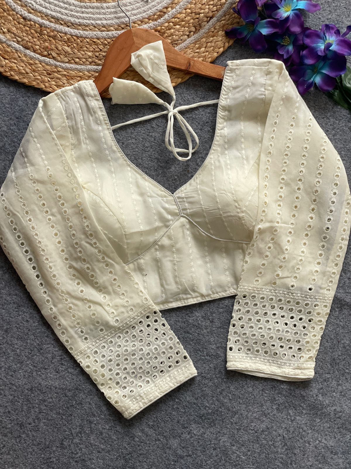 Pure  cotton hakoba full sleeve ready made blouse