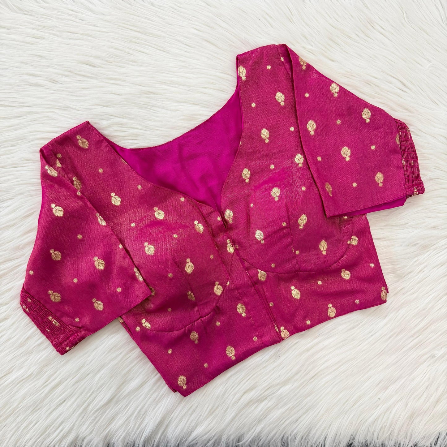 A beauty of weaving work all over with stretchable technology inside ready made blouse