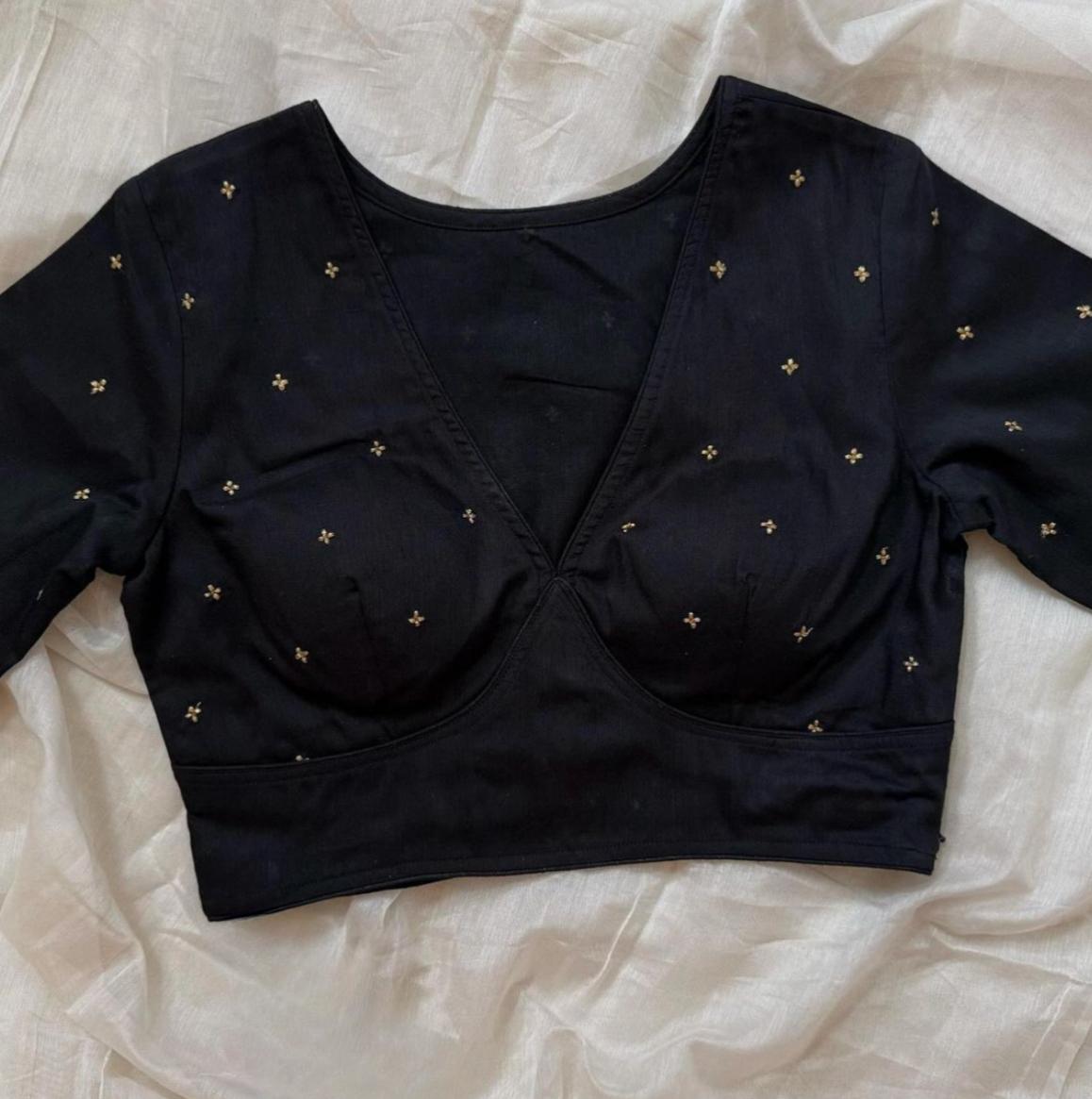 Elite cut v neck with stone work ready made blouse