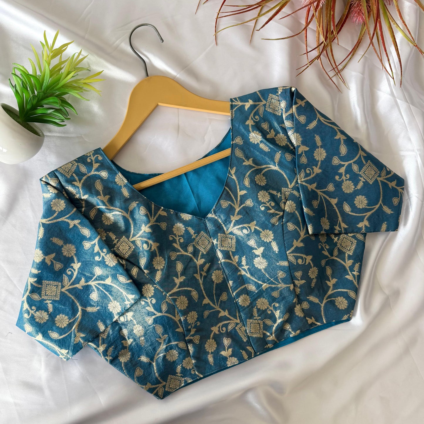 A beauty of weaving work all over ready made blouse
