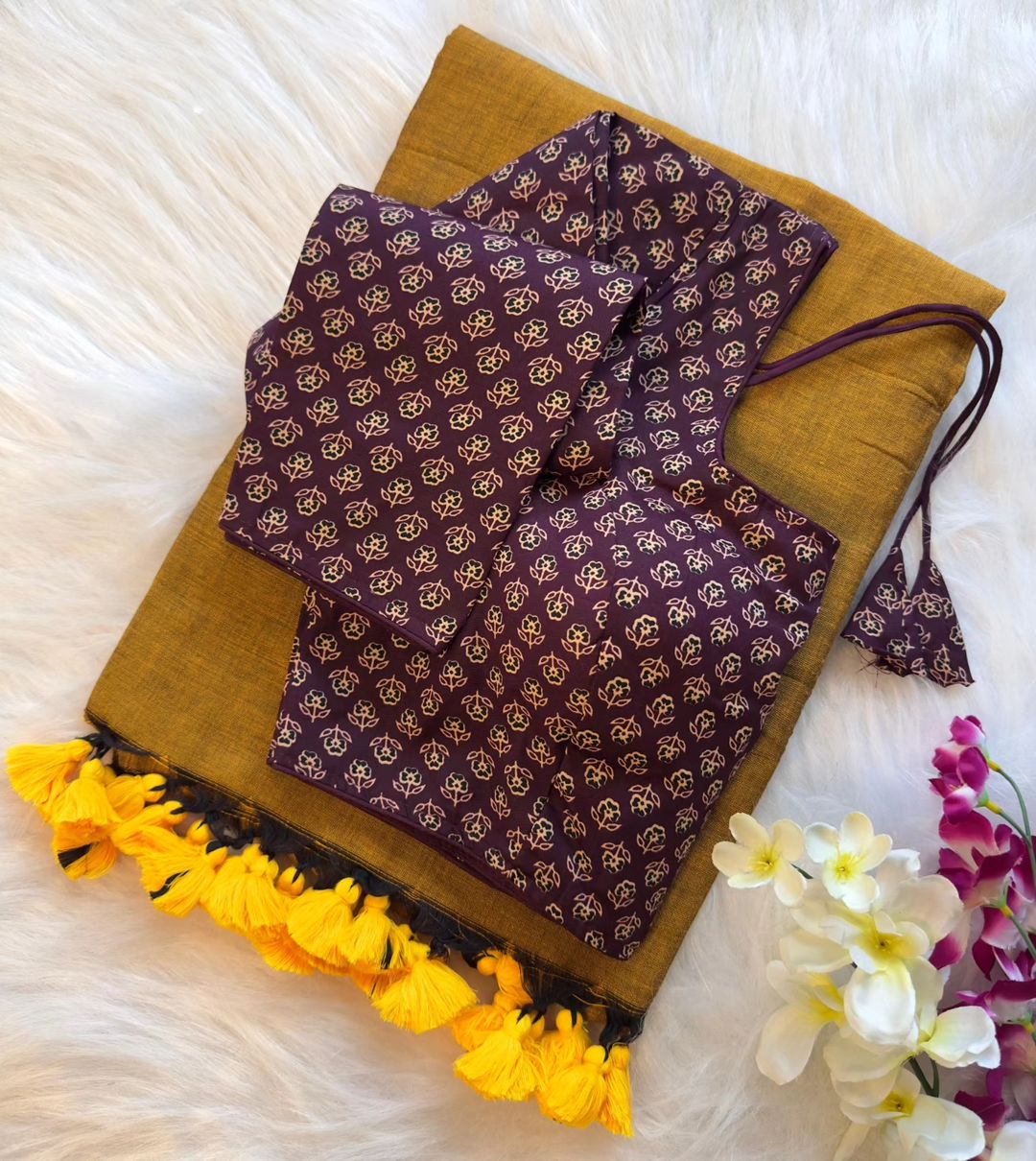 Original cotton saree with full sleeve blouse