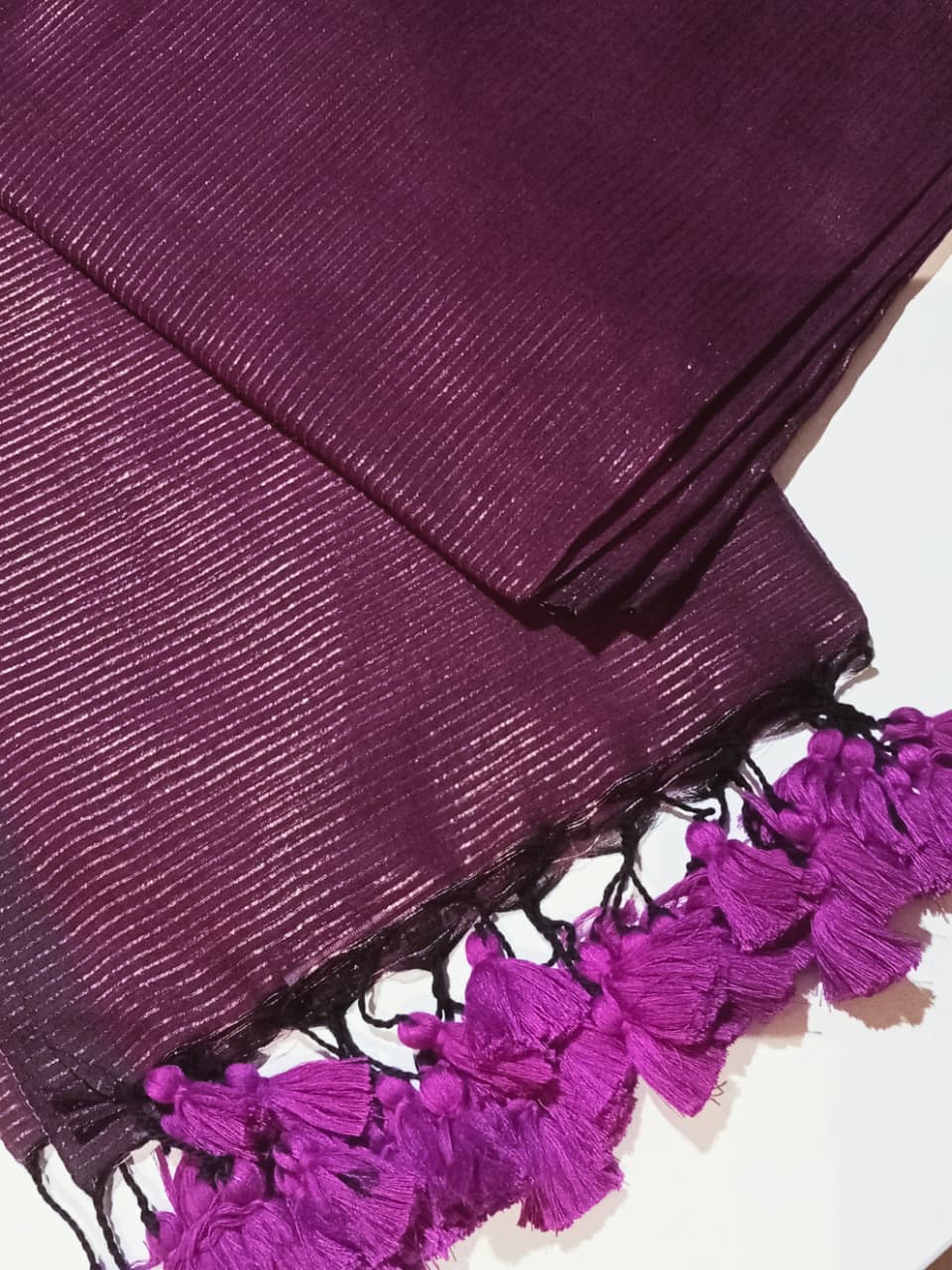 Handloom Tissue Mul Series: Metallic Stripes & Handcrafted Tassels