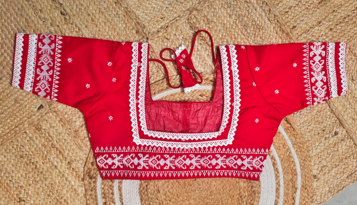 Jamdani handloom weaving cotton ready made blouse
