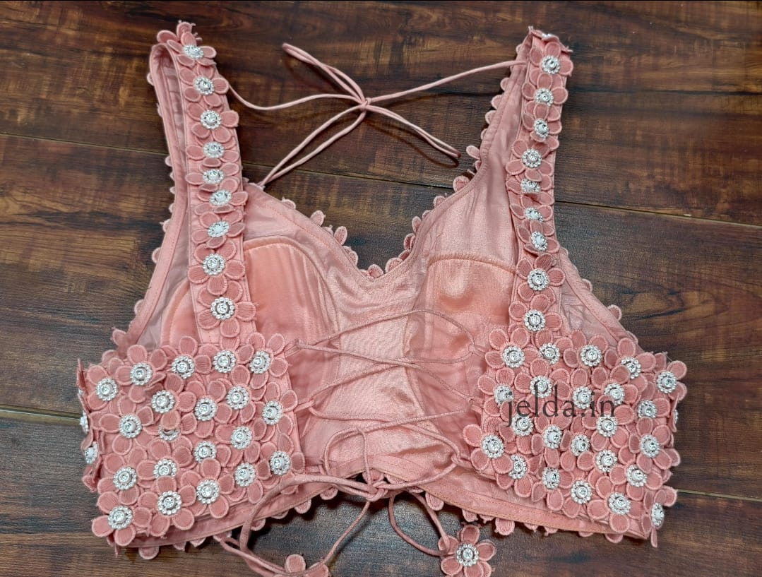 Exclusive Flower beads and lace handwork custom made blouse