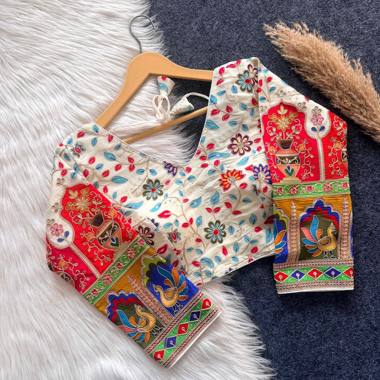 Beautiful flower print print all over ready made blouse