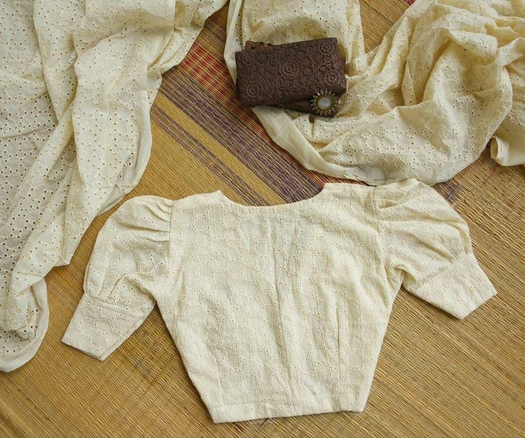 Hakoba boatneck with puff sleeve ready made blouses