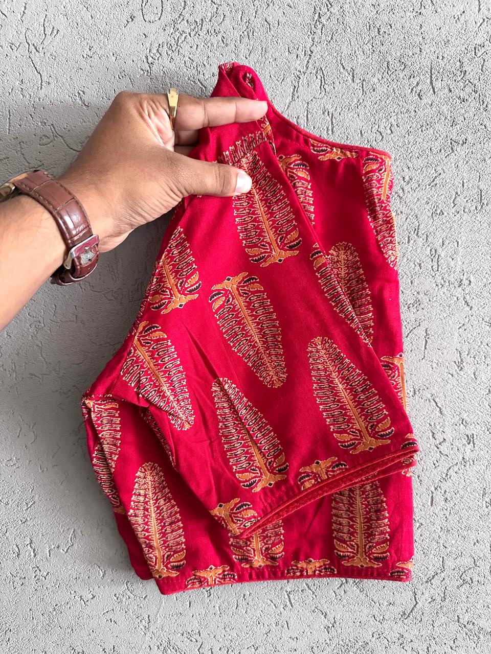Pure Ajrakh Cotton ready made blouse