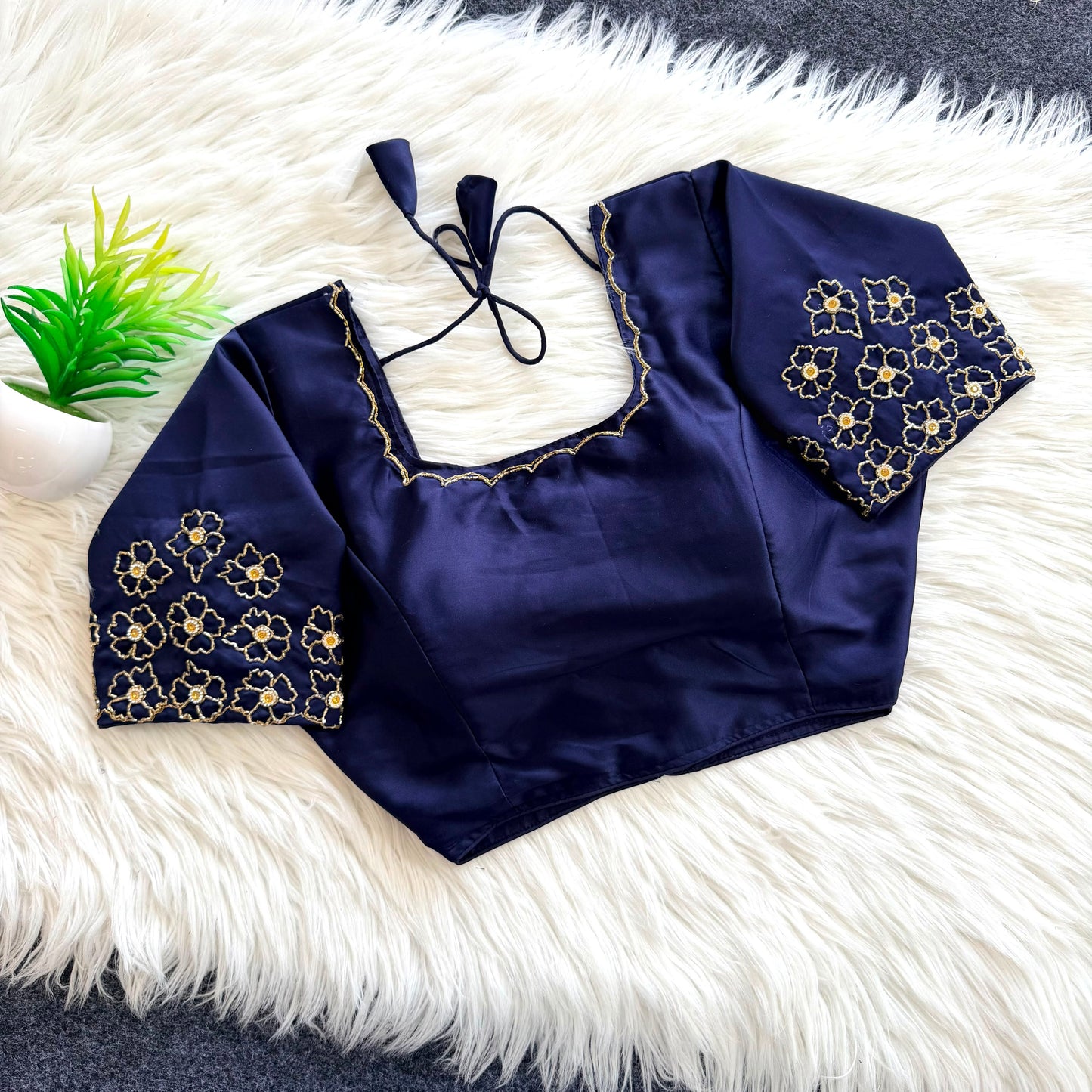 Beautiful handcrafted work all over ready made blouse
