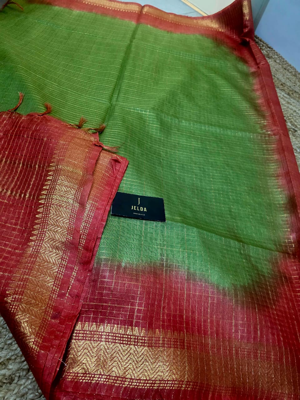 Kota soft golden border saree With contrast running blouse