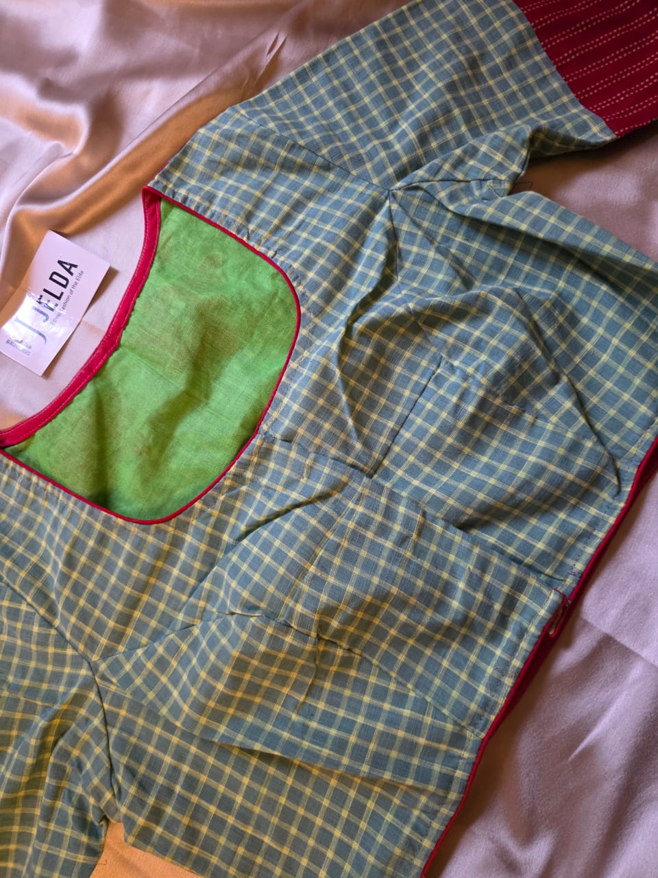 Cotton checked designer blouse