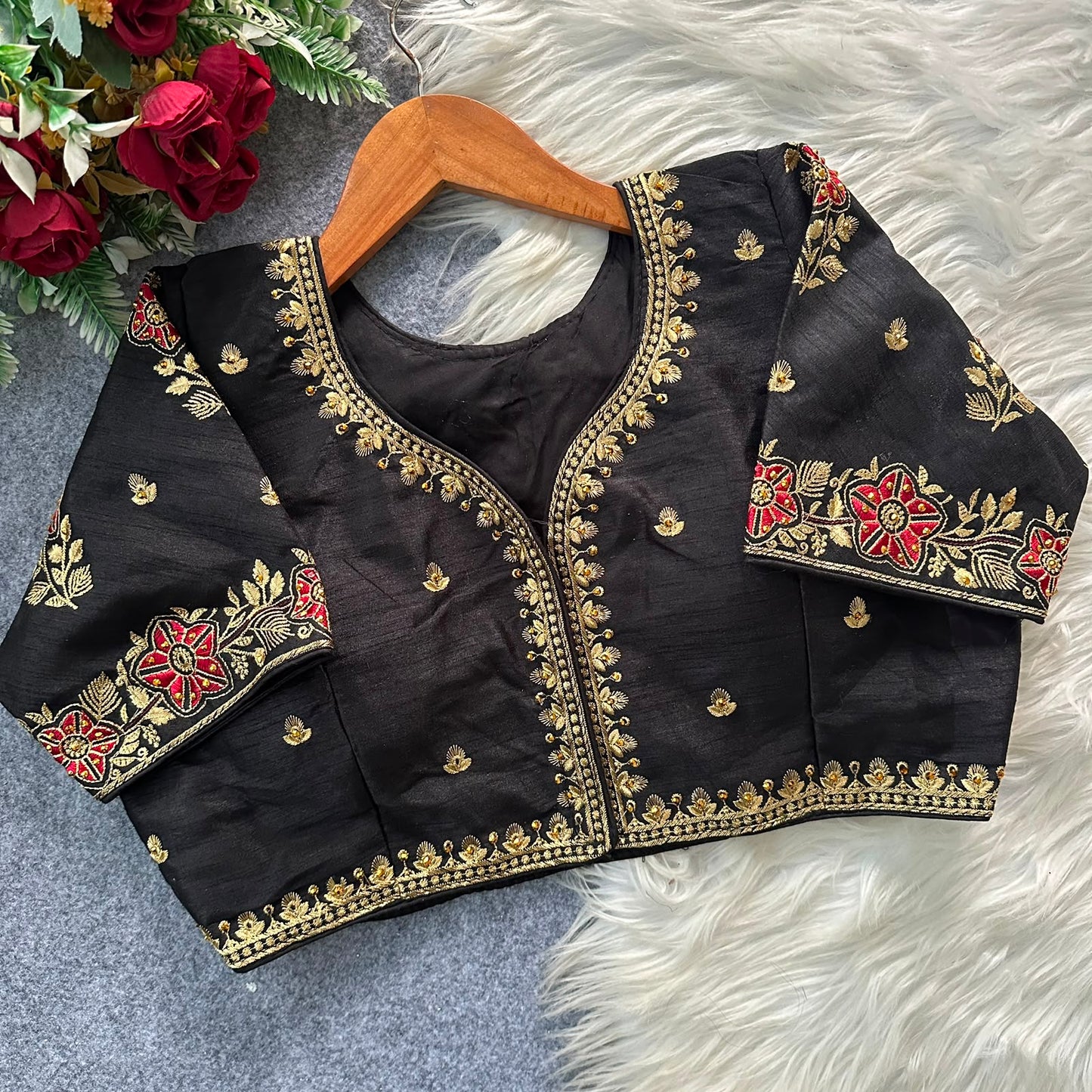 Heavy Embroidery Work ready made blouse