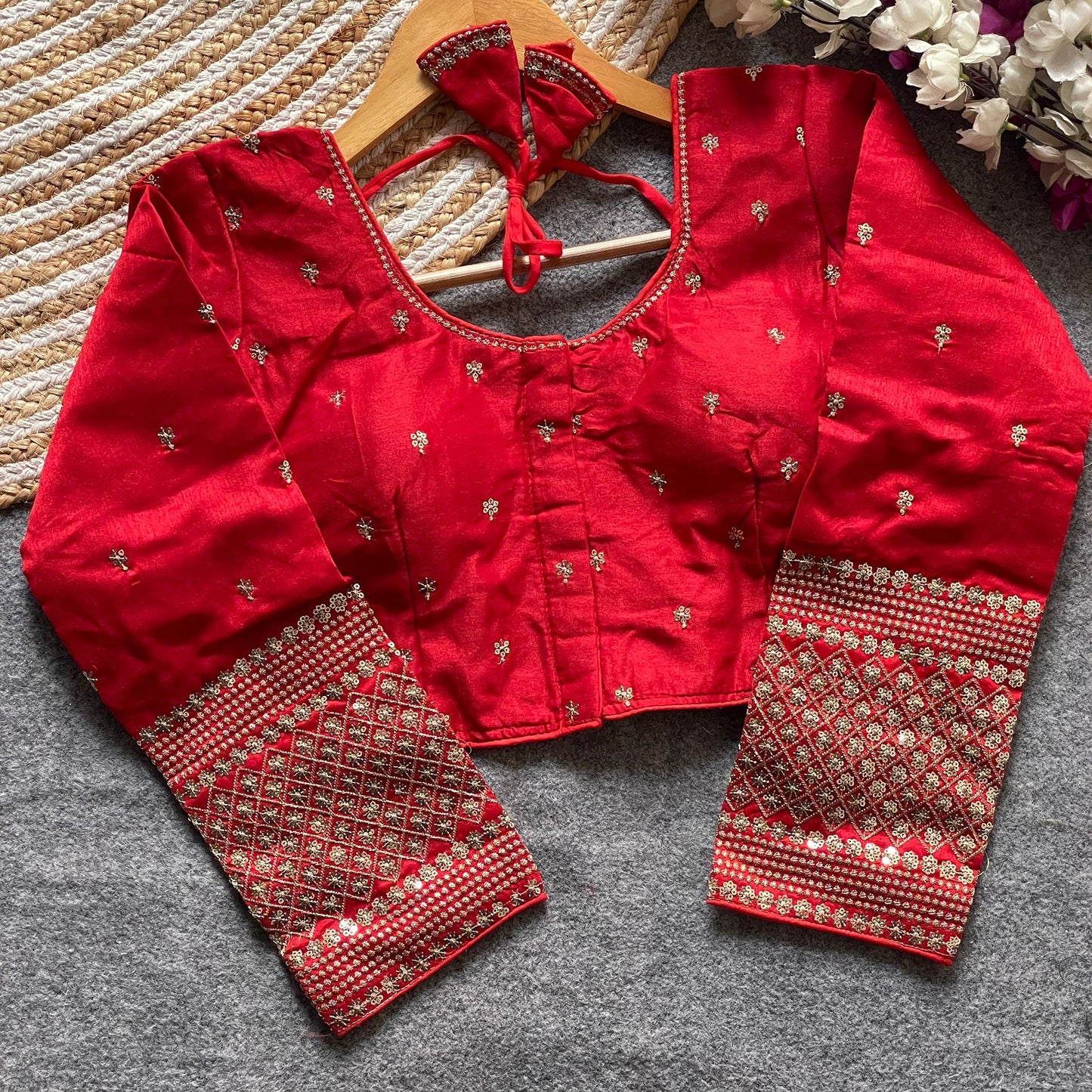Vichitra Silk 3/4 sleeve ready made blouse