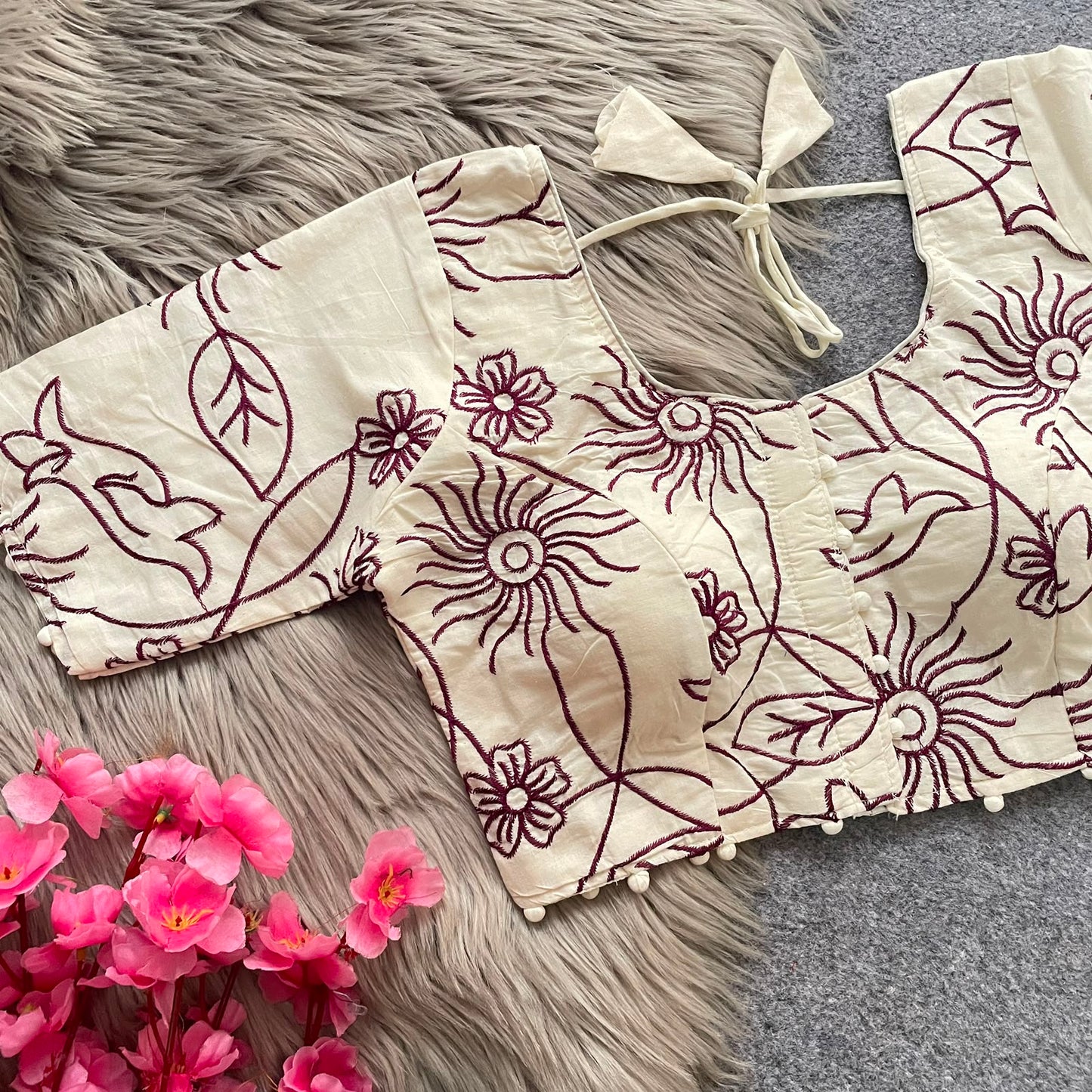 Pure Camric Cotton Diable ready made blouse