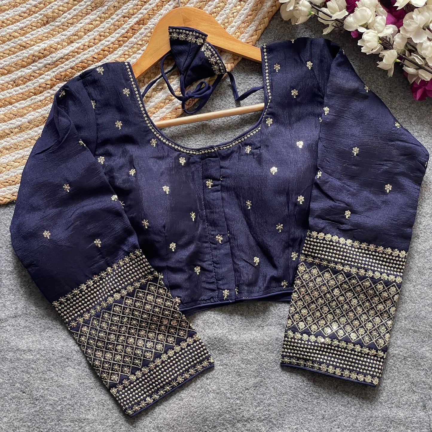 Vichitra Silk 3/4 sleeve ready made blouse