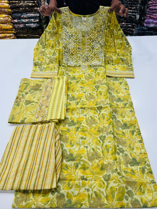 Cotton embroidery work salwar suit